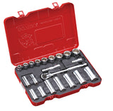 3/8" Dr. 21 PC Regular & Deep Socket Set, Inch