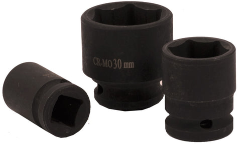 1/2" Dr. Impact Socket, 6 PT, Metric
